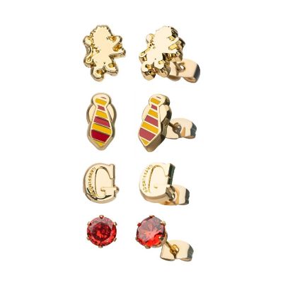 Harry Potter House Gryffindor 4-Piece Stud Earring Set Image 1