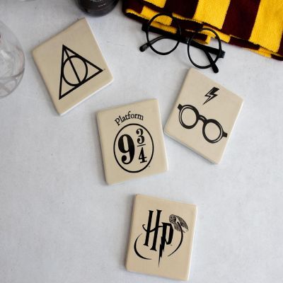 Harry Potter Icons Ceramic Square Drink Coasters  Set of 4 Image 1