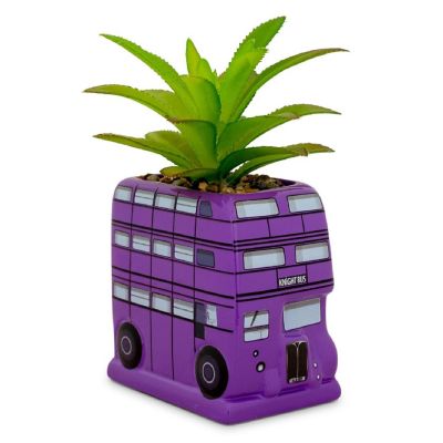 Harry Potter Knight Bus 3-Inch Ceramic Mini Planter With Artificial Succulent Image 1