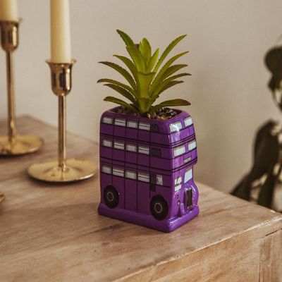 Harry Potter Knight Bus 3-Inch Ceramic Mini Planter With Artificial Succulent Image 3