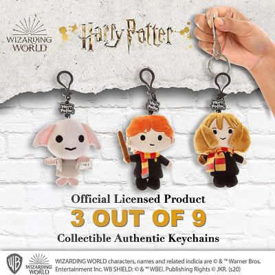 Harry Potter Plush Keychain 3pk Hermione Weasley Dobby Ornament Zipper Pull Set PMI International Image 1