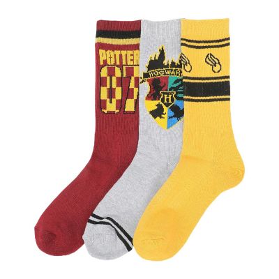 Harry Potter Quidditch Men's 3-Pair Pack Athletic Crew Socks Image 1