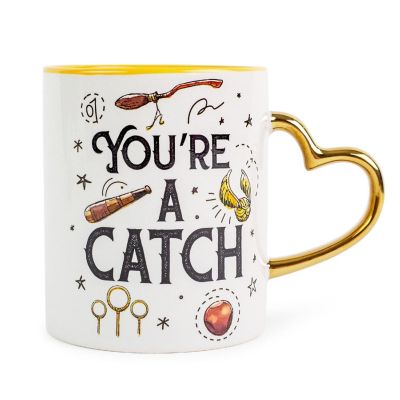 Harry Potter Quidditch "You're A Catch" Sculpted Handle Ceramic Mug  14 Ounces Image 1