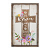 He Is Risen Floral Cross Wall Sign Image 1