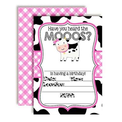 Heard The Moos Pink Invitations 40pc. by AmandaCreation Image 1