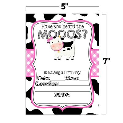 Heard The Moos Pink Invitations 40pc. by AmandaCreation Image 1