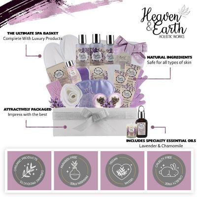 Heaven & Earth - Deluxe Large 25-Piece Spa Gift Basket Lavender Sandalwood Image 1