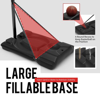 Height Adjustable Portable Basketball Hoop System Shatterproof Backboard Wheels  2 Nets Image 2