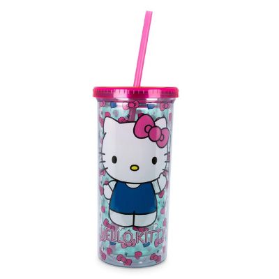 Hello Kitty Bows and Hearts Carnival Cup with Lid and Straw  Holds 20 Ounces Image 1