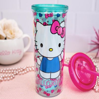 Hello Kitty Bows and Hearts Carnival Cup with Lid and Straw  Holds 20 Ounces Image 1