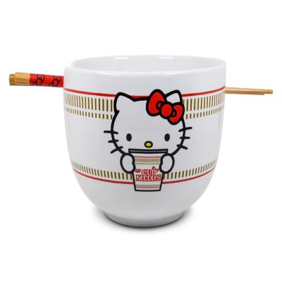 Hello Kitty Cup Noodle Japanese Dinnerware Set  20-Ounce Ramen Bowl, Chopsticks Image 1