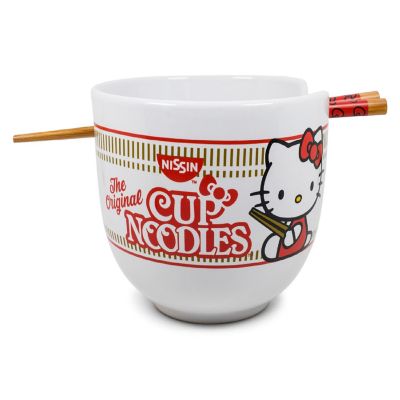 Hello Kitty Cup Noodle Japanese Dinnerware Set  20-Ounce Ramen Bowl, Chopsticks Image 1