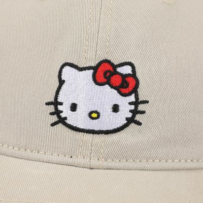 Hello Kitty Embroidered Character Beige Unstructured Baseball Cap Image 2