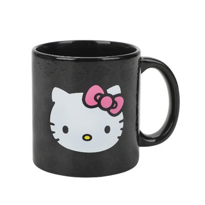 Hello Kitty Face Outlines 16 Oz Heat-Reactive Black Ceramic Mug Image 1