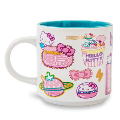 Hello Kitty "Kawaii Tokyo" Allover Icons Ceramic Stacking Mug  Holds 13 Ounces Image 1