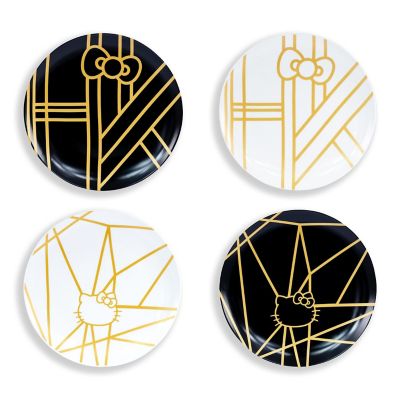 Hello Kitty Panache Black &amp; Gold 4 Piece Side Plate Set Image 1