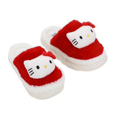 Hello Kitty Plush Character Heads Women's Brown Mules-Medium Image 1