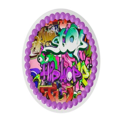 Hip Hop 8" Round Edible Cake Topper Image 1