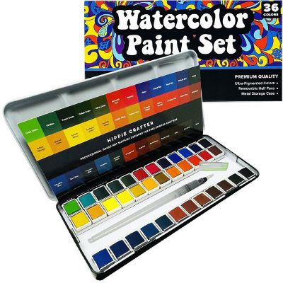 Hippie Crafter Premium Watercolor Paint Set 36 Colors Image 1
