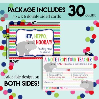 Hippo Teacher Mail for Students by AmandaCreation 30ct Image 3