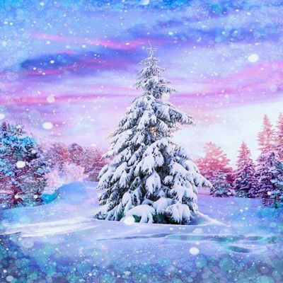 Hoffman Winter Bliss Sugar Plum Christmas Tree Panel 36 x 43 Snow Cotton Fabric Image 1