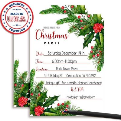 Holly and Pine Invitations 40pc. by AmandaCreation Image 1