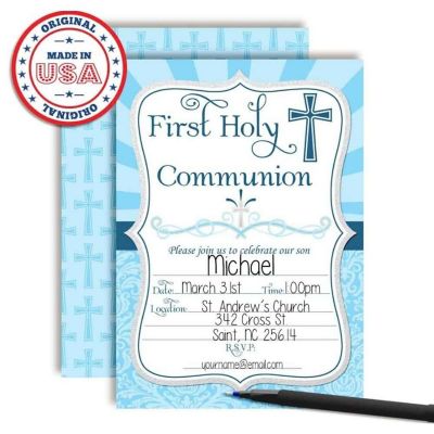 Holy Communion Boy Invitations 40pc. by AmandaCreation Image 1