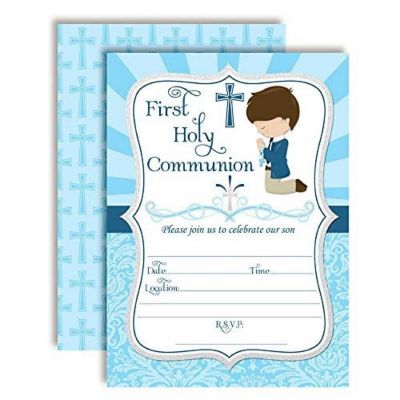 Holy Communion Boy Praying Invitations 40pc. by AmandaCreation Image 1