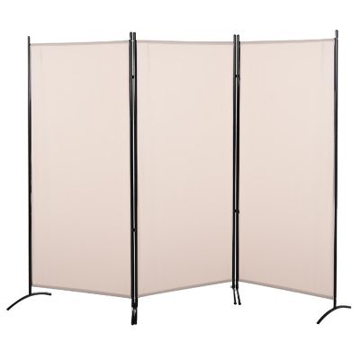 HOMCOM 3 Panel Folding Screen Room Divider Privacy Separator Partition for Indoor Bedroom Office Outdoor Patio 100" x 72" Beige Image 1