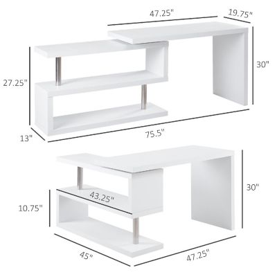 HOMCOM 360 degree Rotating Corner Computer Desk Modern L Shaped Home ...