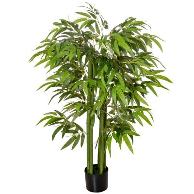 HOMCOM 4FT Artificial Bamboo Tree Faux Decorative Plant in Nursery Pot for Indoor Outdoor D&#233;cor Image 1