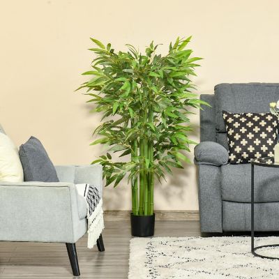 HOMCOM 4FT Artificial Bamboo Tree Faux Decorative Plant in Nursery Pot for Indoor Outdoor D&#233;cor Image 3