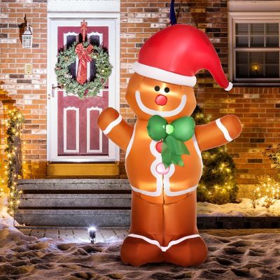 HOMCOM 6ft Christmas Inflatable Gingerbread Man Outdoor Blow Up Yard ...