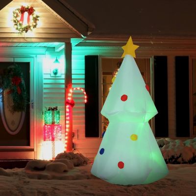 HOMCOM 6ft Christmas Inflatable Glowing Christmas Tree Outdoor Blow Up ...