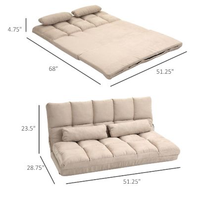 HOMCOM Convertible Floor Sofa Chair Folding Couch Bed Guest Chaise ...