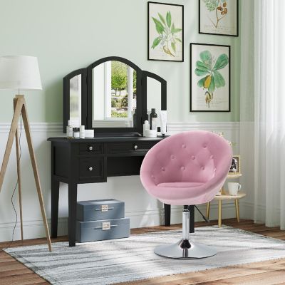HOMCOM Modern Makeup Vanity Chair Pink Image 3