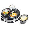HomeCraft Triple Round Oval 1.5 Quart Stainless Steel Cooker Buffet Image 1