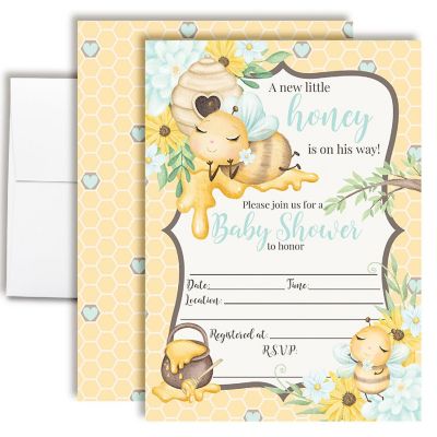 Honey Bee Boy Baby Shower Invitations Image 1