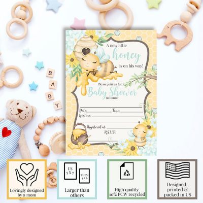 Honey Bee Boy Baby Shower Invitations Image 1