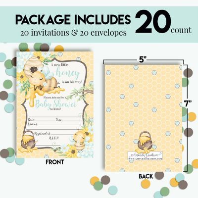 Honey Bee Boy Baby Shower Invitations Image 2