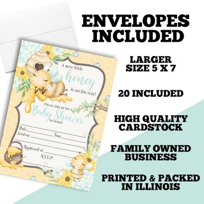 Honey Bee Boy Baby Shower Invitations Image 3
