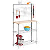 Honey Can Do Bakers Rack with Shelves and Hanging Storage - Chrome Image 1