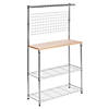 Honey Can Do Bakers Rack with Shelves and Hanging Storage - Chrome Image 1