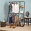 Honey-Can-Do Freestanding Open Closet Wardrobe with Wood Shelf & Black Metal Frame Image 3