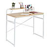 Honey-Can-Do Home Office Computer Desk with Shelf and Metal Mesh Basket, White Image 1