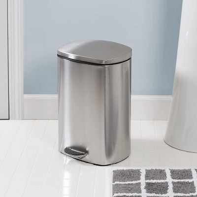Honey-Can-Do Rectangular Stainless Steel Step Trash Can with Lid, 12-Liter Image 1