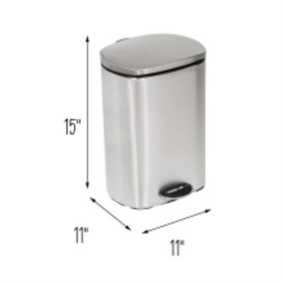 Honey-Can-Do Rectangular Stainless Steel Step Trash Can with Lid, 12-Liter Image 2
