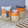 Honey-Can-Do S/3 Paper Straw Baskets, Salmon & White Image 3