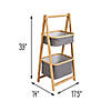 Honey-Can-Do Small Bamboo & Canvas 2-Tier Collapsible A-Frame Shelving Unit Image 1