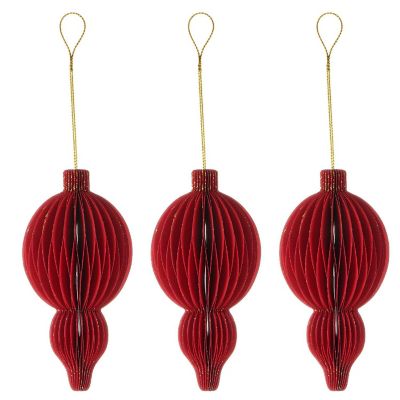 Honeycomb Red Christmas Bulb Ornament Set Image 2